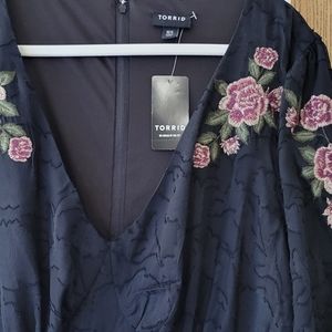 TORRID Black Floral Embroidered Chiffon Maxi Dress